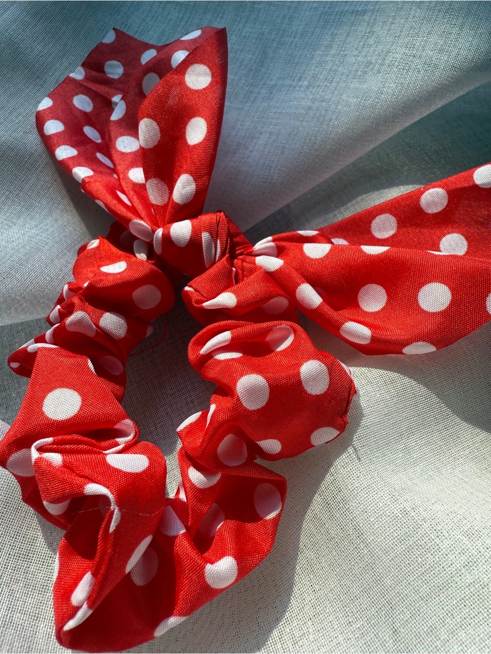 Red Polka Dot Bow Scrunchie - Minnie Mouse Disney